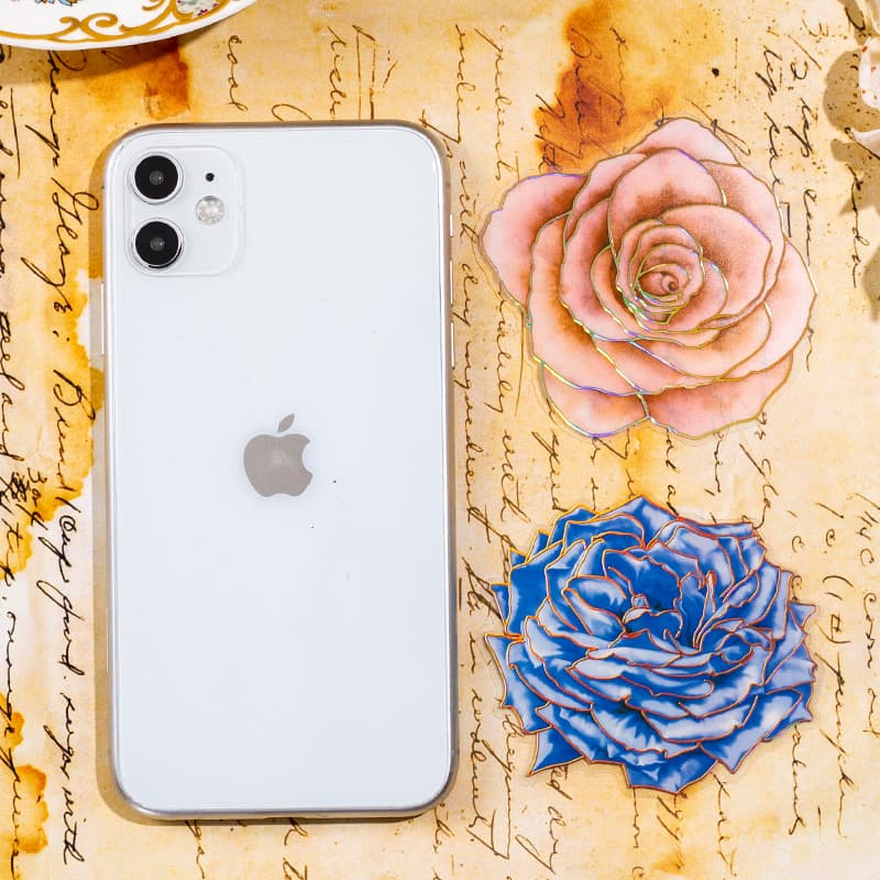 Holographic Blooming Flower Stickers Poppy Rose Pattern
