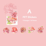 Holographic Blooming Flower Stickers Poppy Rose Pattern