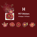 Holographic Blooming Flower Stickers Poppy Rose Pattern