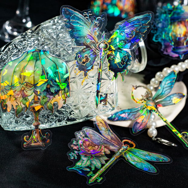 ホログラフィッククリアドアスクラップブッキングPETステッカー