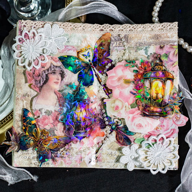 Autocollants holographiques transparents pour scrapbooking en PET
