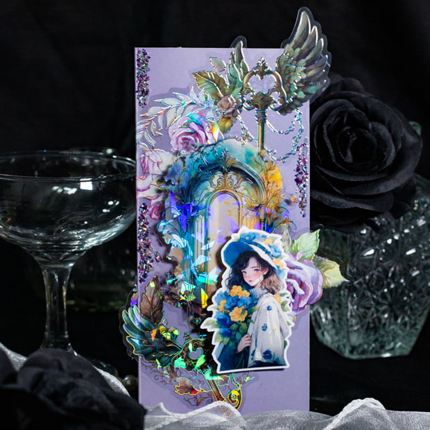 ホログラフィッククリアドアスクラップブッキングPETステッカー