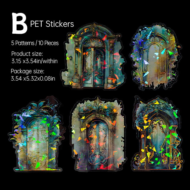 ホログラフィッククリアドアスクラップブッキングPETステッカー