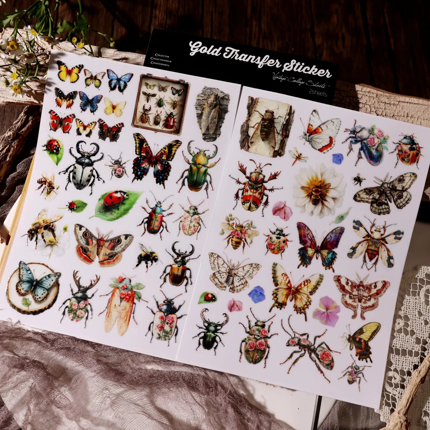 Insect Crystal Rub‑On Transfer Stickers | Butterfly UV DTF Transfer Stickers