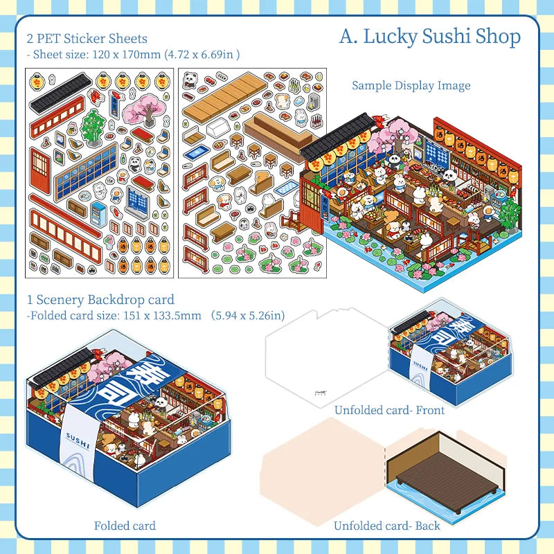 Pack de Stickers 3D Kawaii – Thèmes Sushi, Café, Boulangerie & Desserts