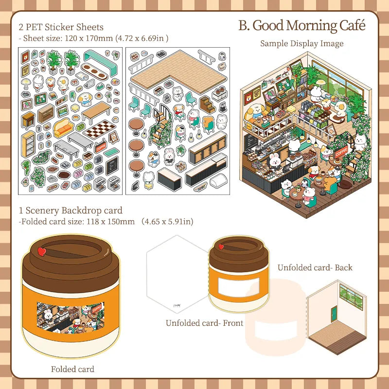 Pack de Stickers 3D Kawaii – Thèmes Sushi, Café, Boulangerie & Desserts