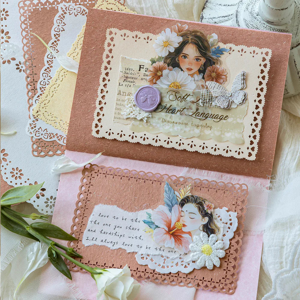 Vintage Scrapbook-Papier-Set mit Spitzenmuster