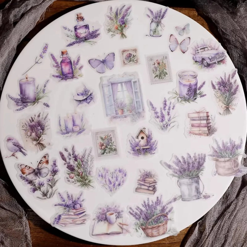 Autocollants Vélin Lavande | Éphéméras pour Journal Intime Mauves