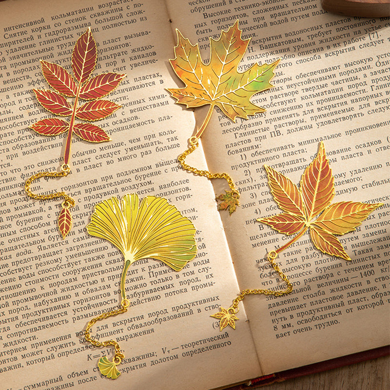 Marque-pages en métal feuille de ginkgo | Cadeau de rentrée pour les amoureux des livres
