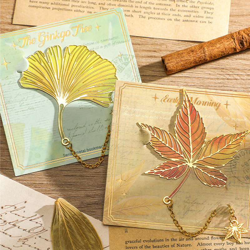 Marque-pages en métal feuille de ginkgo | Cadeau de rentrée pour les amoureux des livres