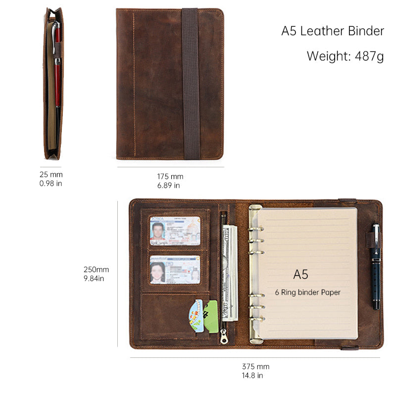 Leather Travelers A5 Notebook Binder Cover