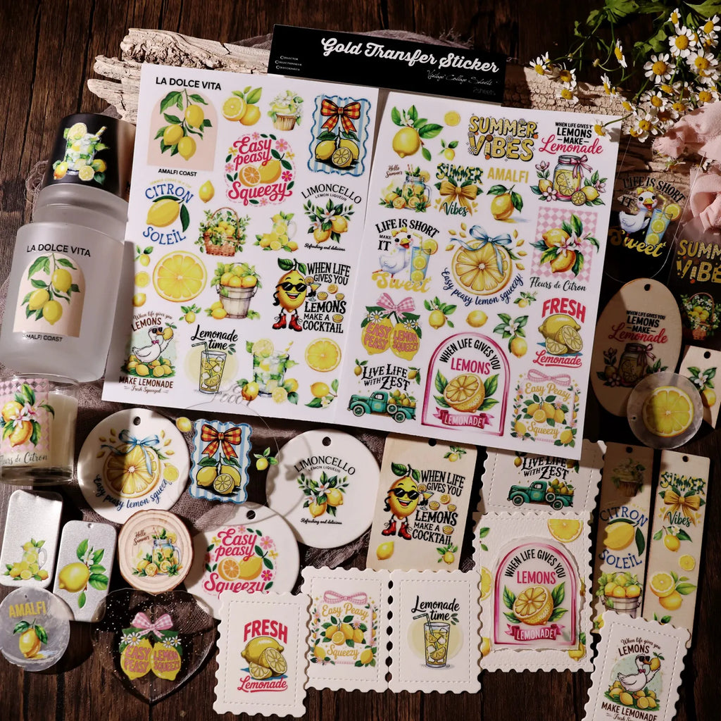 Lemon Rub-On Transfer Stickers | Fresh Summer DIY Decor