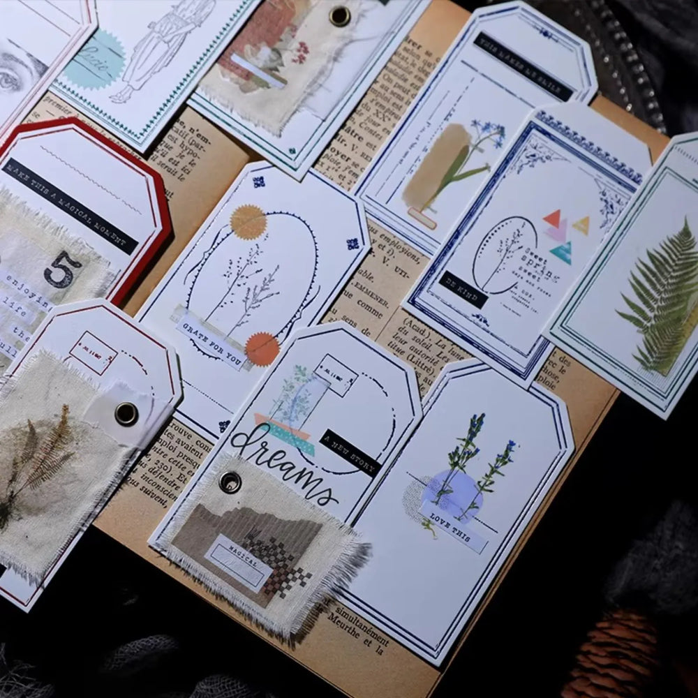 Vintage Hang Tags Paper Pack | Letterpress Label Cards for Junk Journal