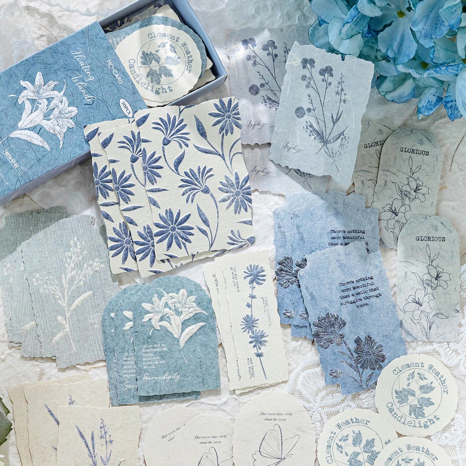 Papier scrapbooking vintage clair à motif floral gaufré | Éphémères pour journal intime
