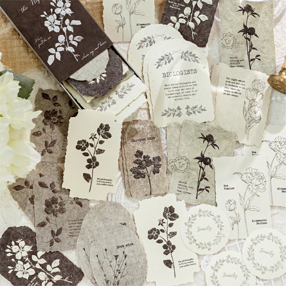 Light Vintage Floral Embossed Scrapbooking Paper | Journaling Ephemera