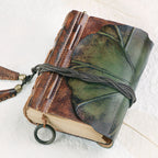 Carnet en cuir relié feuille de lotus – Carnet en cuir fait main, cadeau de Noël et du Nouvel An, cadeau de fêtes