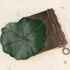 Carnet en cuir relié feuille de lotus – Carnet en cuir fait main, cadeau de Noël et du Nouvel An, cadeau de fêtes