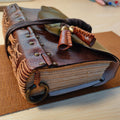 Carnet en cuir relié feuille de lotus – Carnet en cuir fait main, cadeau de Noël et du Nouvel An, cadeau de fêtes