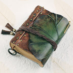 Carnet en cuir relié feuille de lotus – Carnet en cuir fait main, cadeau de Noël et du Nouvel An, cadeau de fêtes