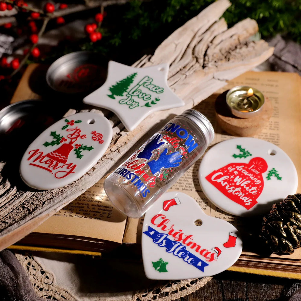 Merry Christmas Quote Crystal Transfer Stickers