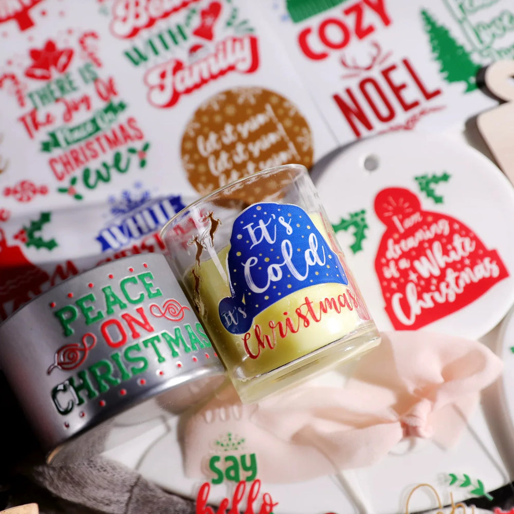 Merry Christmas Quote Crystal Transfer Stickers