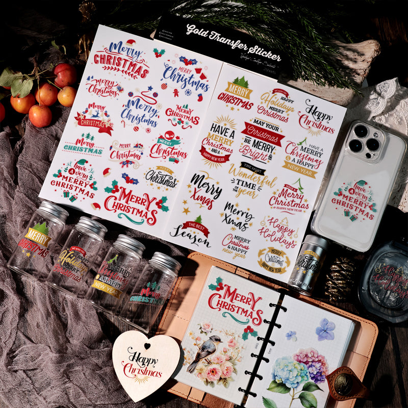 Frohe Weihnachten Aufkleber | UV DTF Transferaufkleber