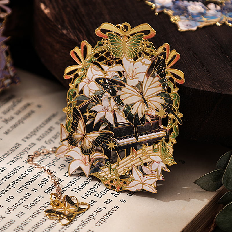 Schmetterlings-Lesezeichen aus Metall mit Quaste – Blumen-Lesezeichen, Geschenk für Leseratten, schönes Lesezeichen