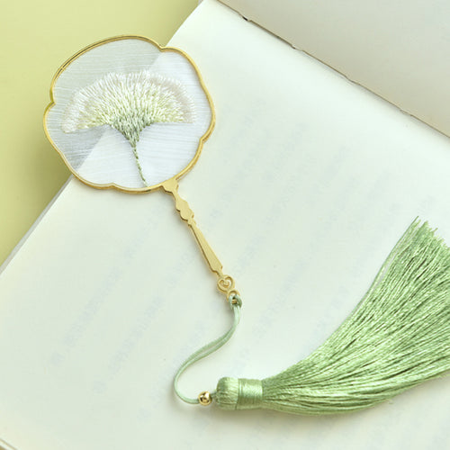 Marque-page fleur en métal – Marque-pages brodés à pompons inspirés des éventails | Cadeau idéal pour les amoureux des livres