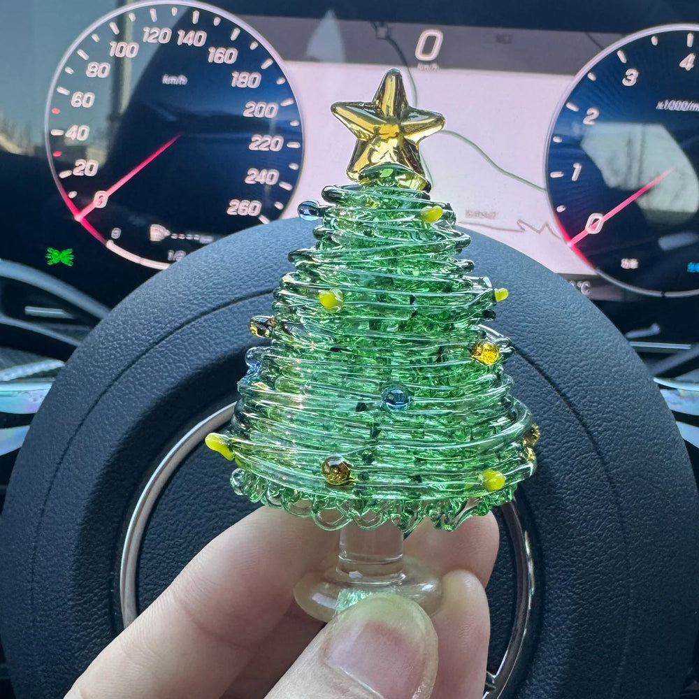 Mini figurine en verre en forme de sapin de Noël – Décoration de fêtes artisanale en verre