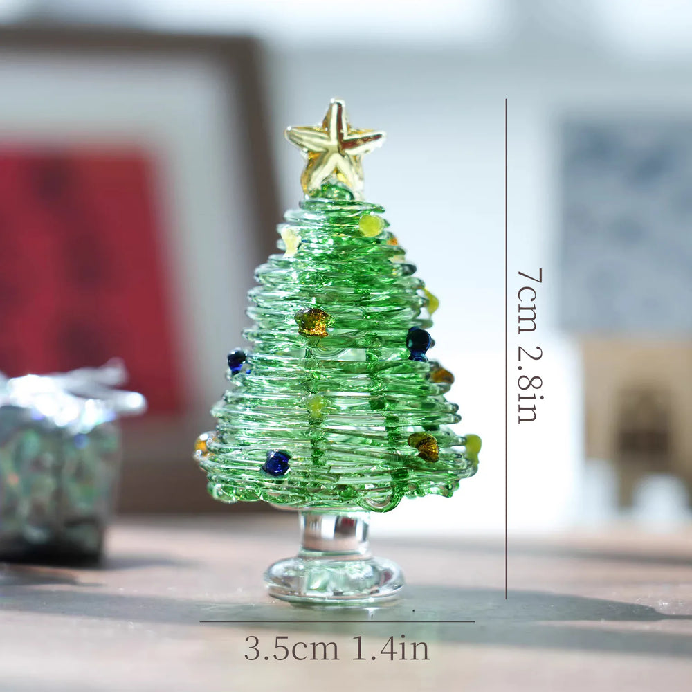 Mini figurine en verre en forme de sapin de Noël – Décoration de fêtes artisanale en verre