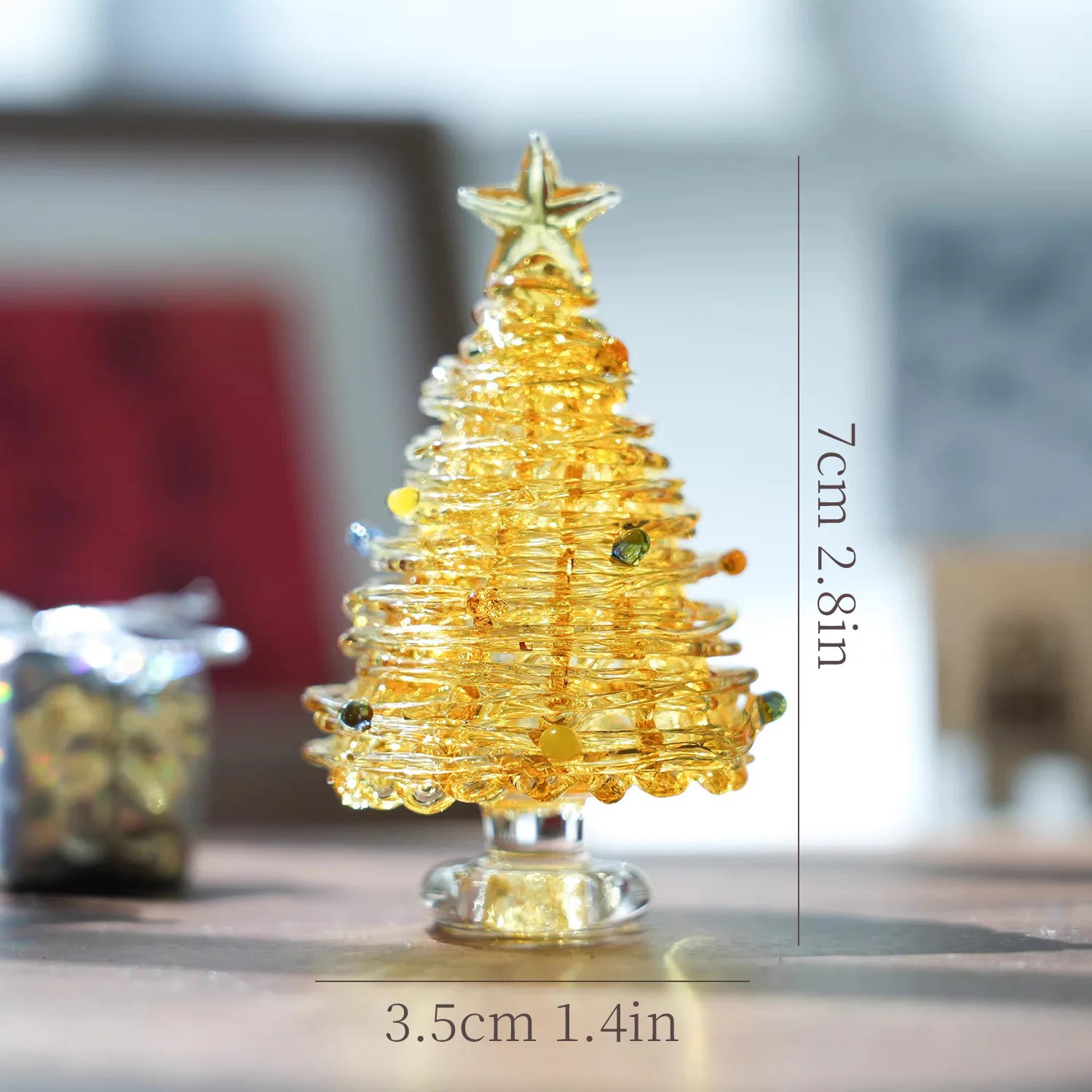 Mini figurine en verre en forme de sapin de Noël – Décoration de fêtes artisanale en verre