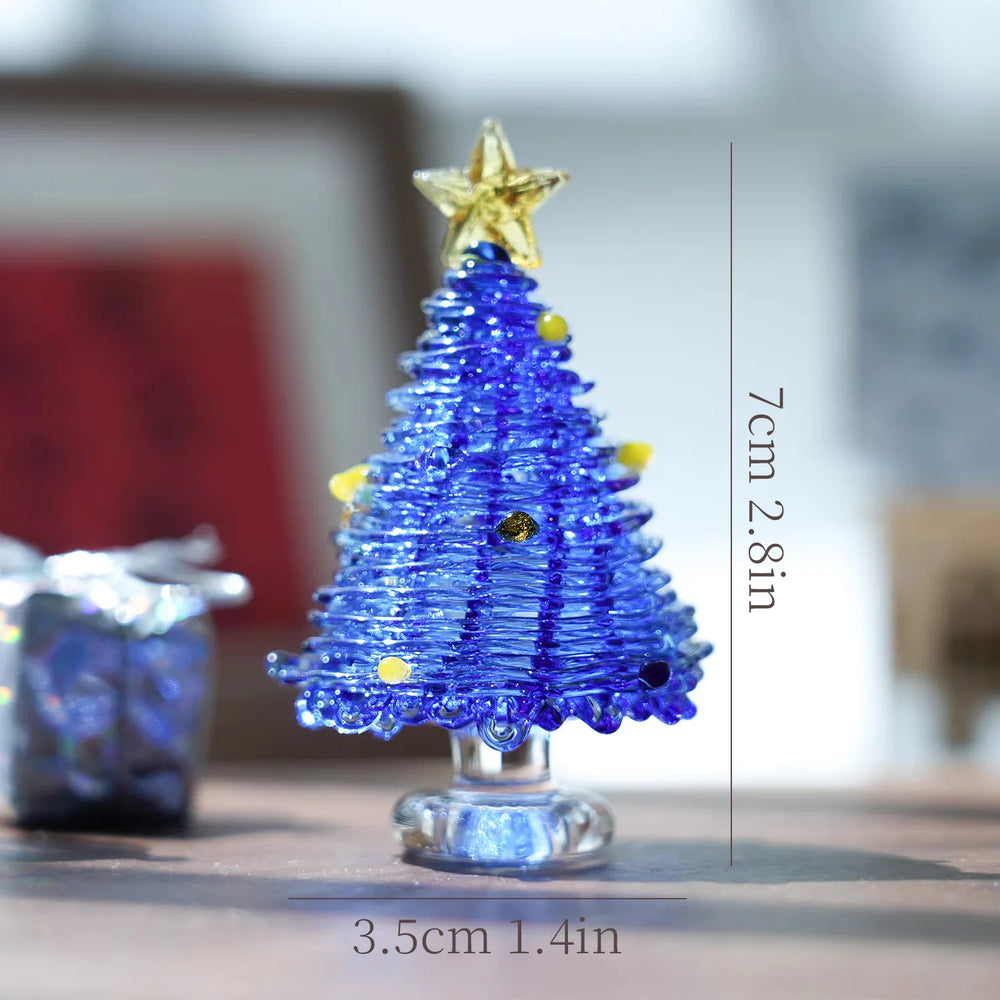 Mini figurine en verre en forme de sapin de Noël – Décoration de fêtes artisanale en verre