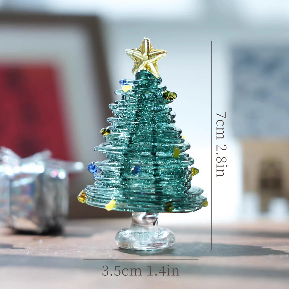 Mini figurine en verre en forme de sapin de Noël – Décoration de fêtes artisanale en verre