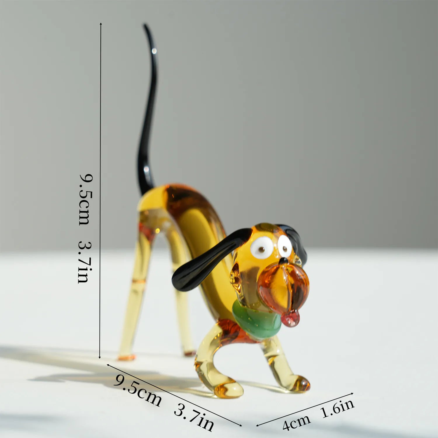 Mini figurine de chien en verre – Chiot en verre artisanal fait main, petit cadeau mignon pour la décoration de bureau
