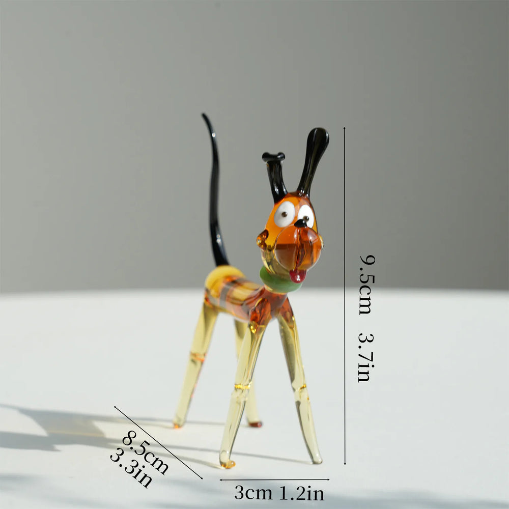 Mini figurine de chien en verre – Chiot en verre artisanal fait main, petit cadeau mignon pour la décoration de bureau