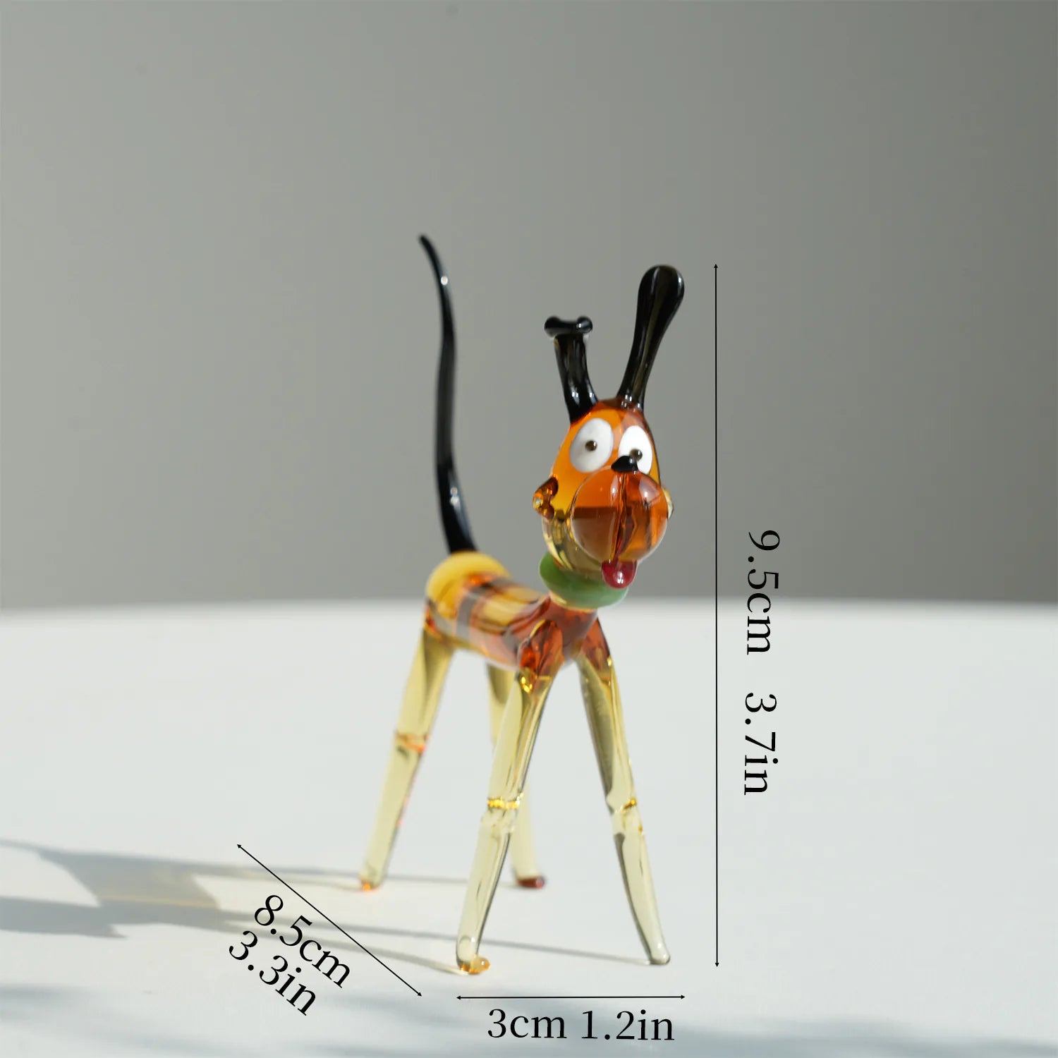 Miniatur-Hundefigur aus Glas – Handgemachter gläserner Welpe, winziges süßes Schreibtischdekor als Geschenk