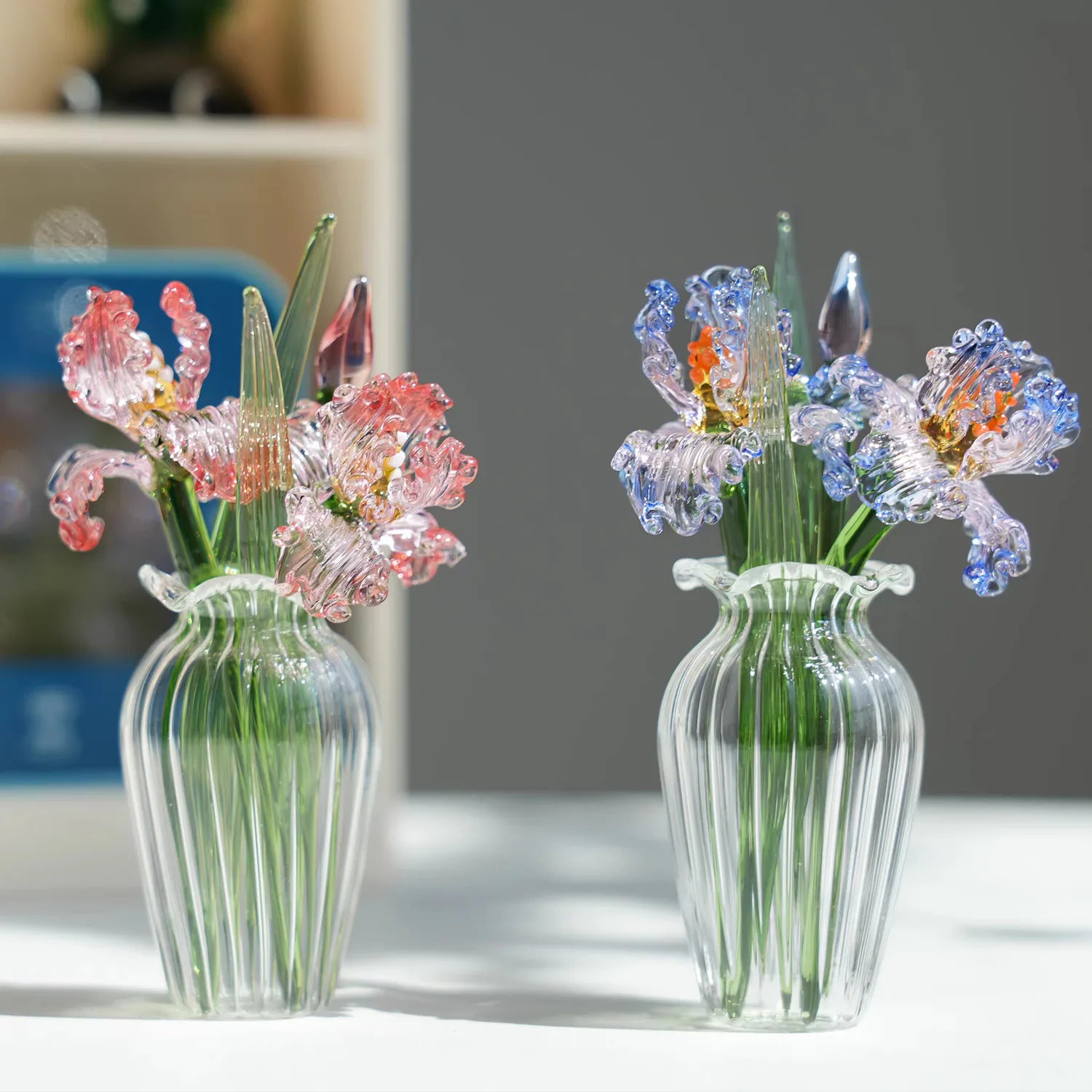 Mini handcrafted Tiny Glass Flower Iris Figurine