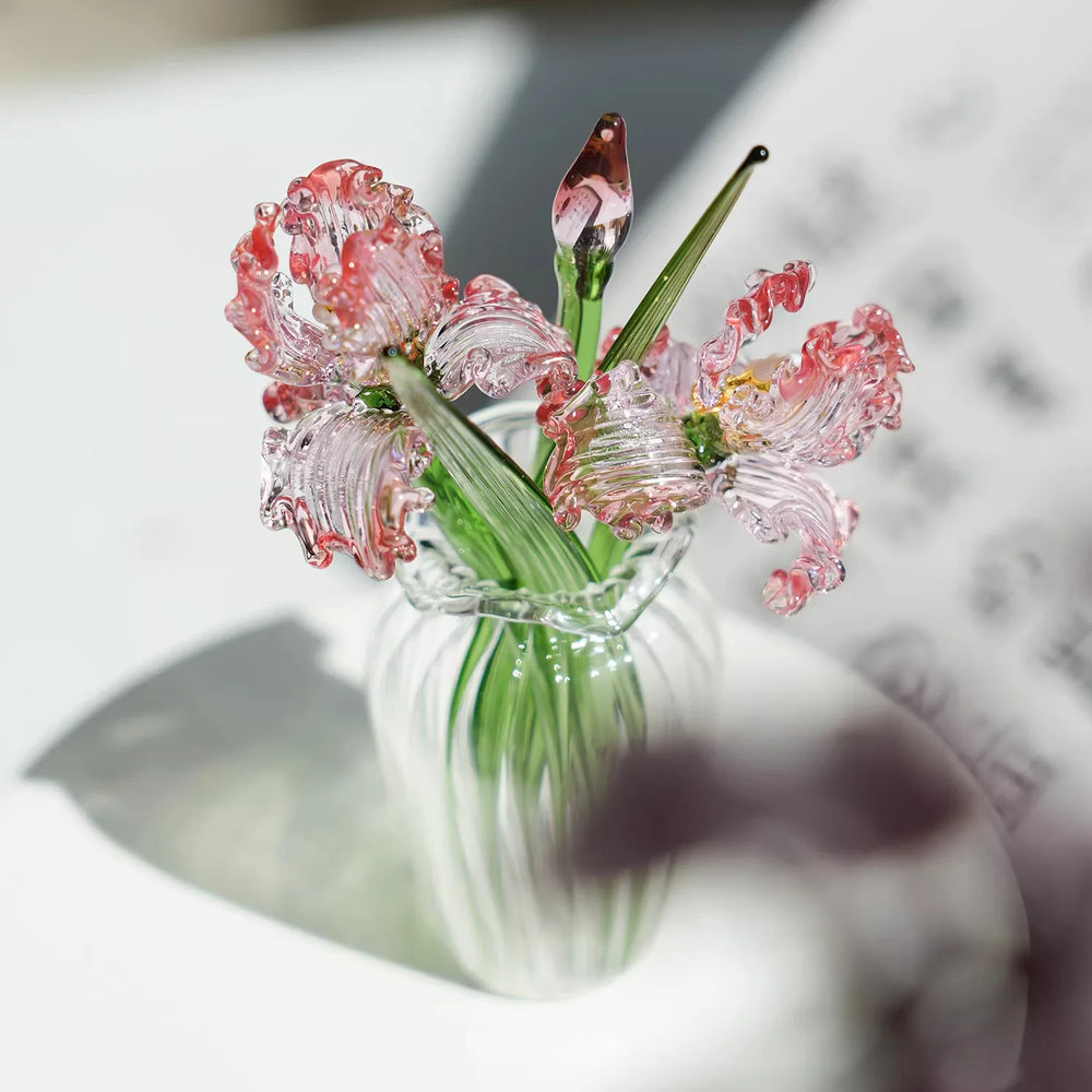 Mini handcrafted Tiny Glass Flower Iris Figurine