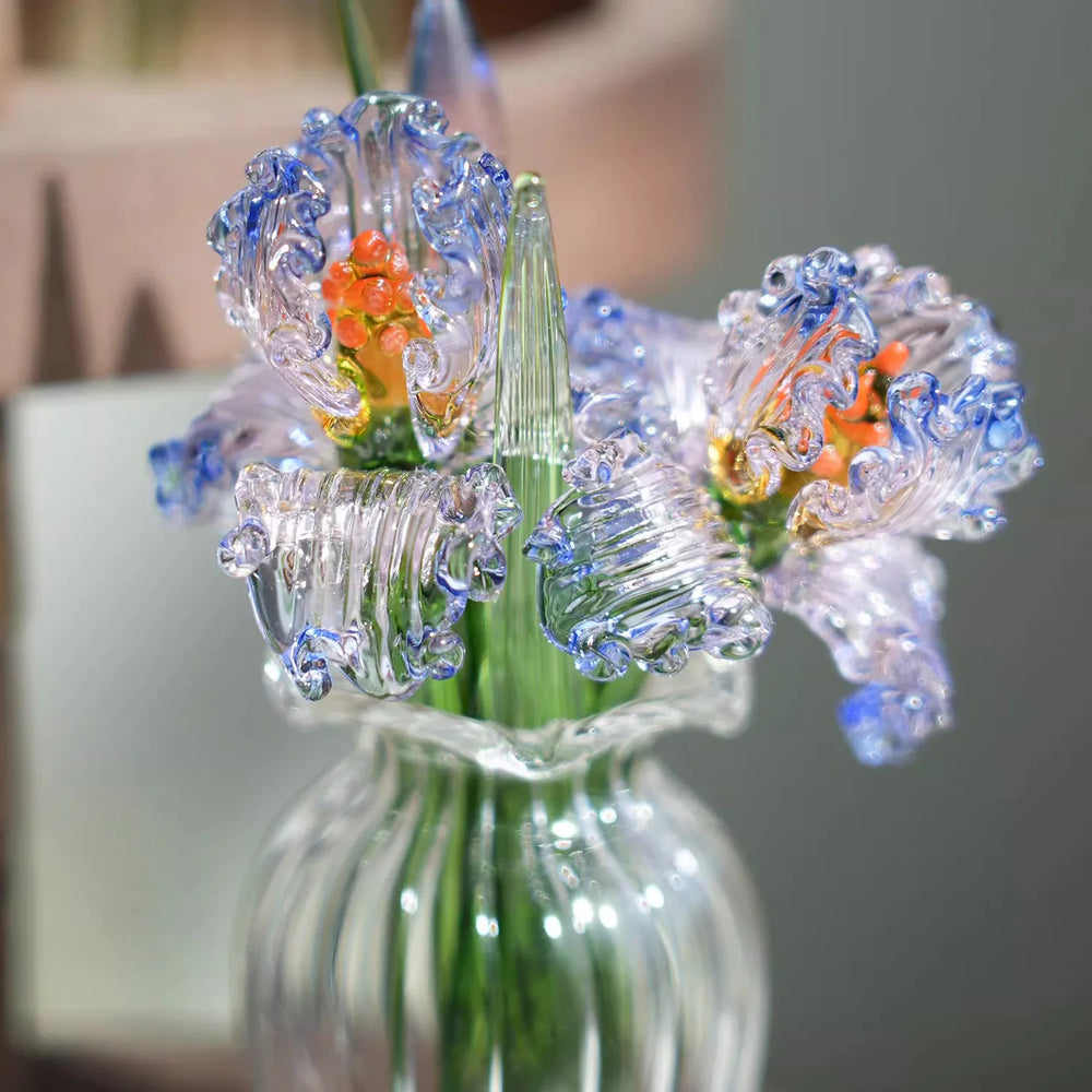 Mini handcrafted Tiny Glass Flower Iris Figurine