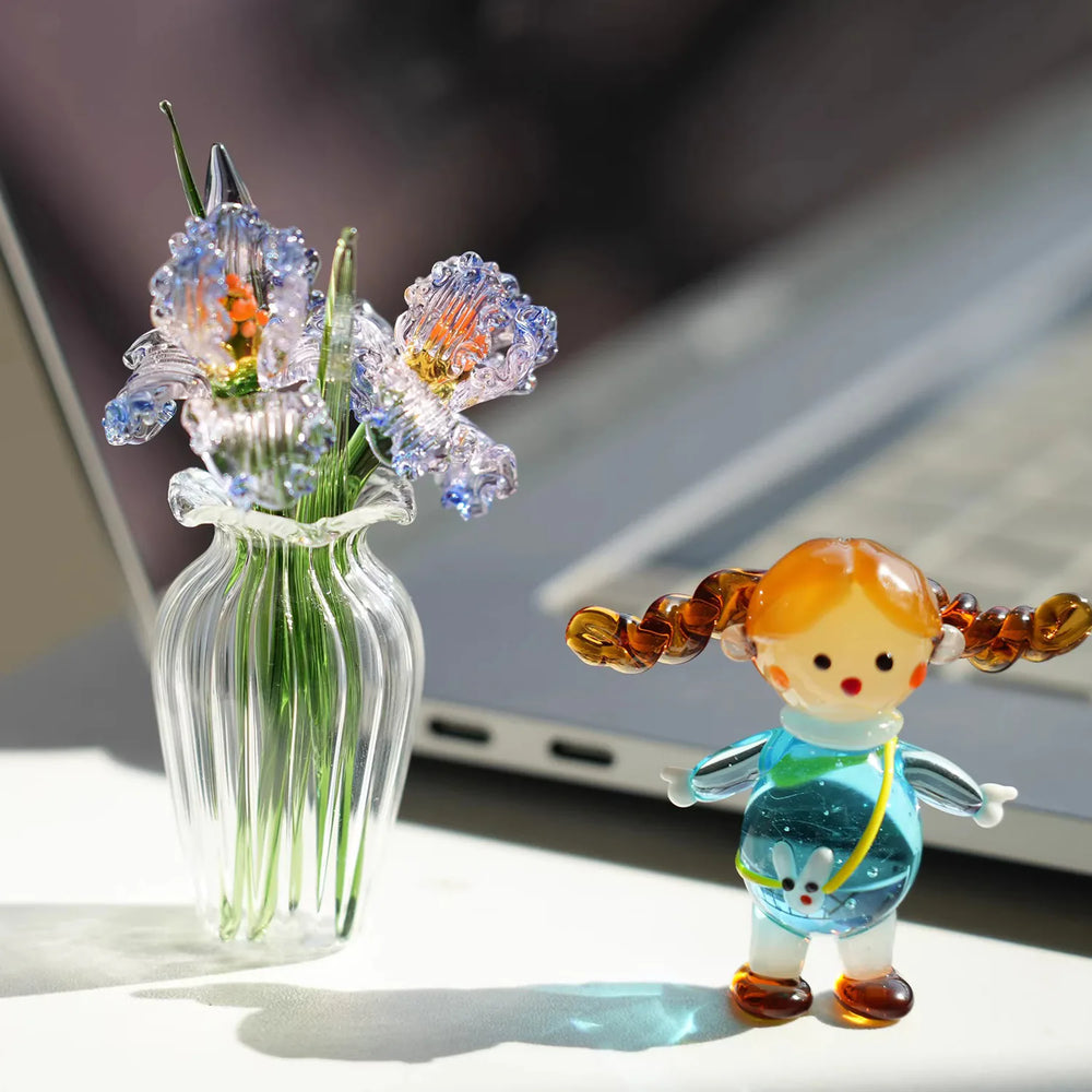 Mini handcrafted Tiny Glass Flower Iris Figurine