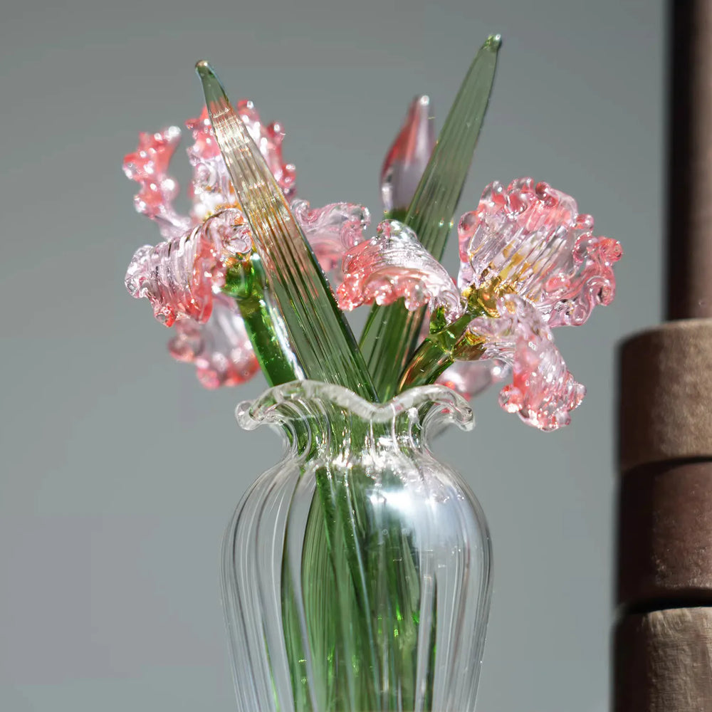 Mini handcrafted Tiny Glass Flower Iris Figurine