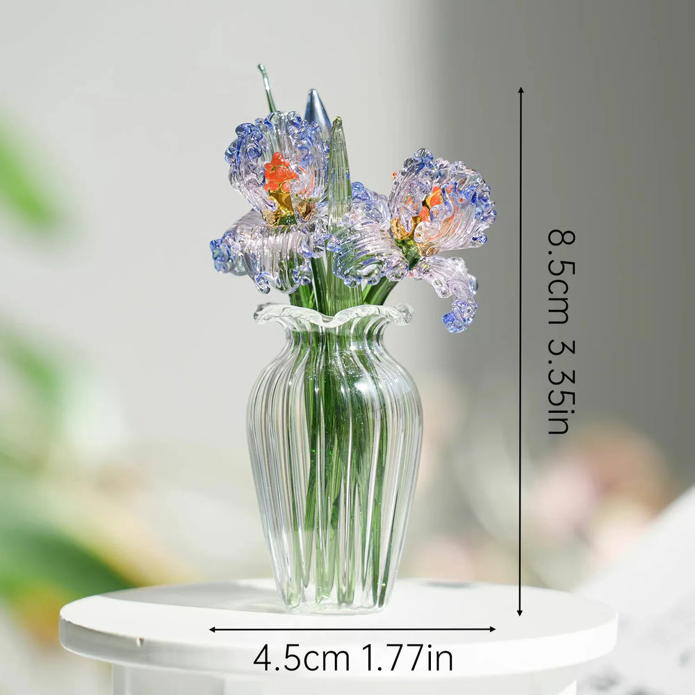 Mini handcrafted Tiny Glass Flower Iris Figurine