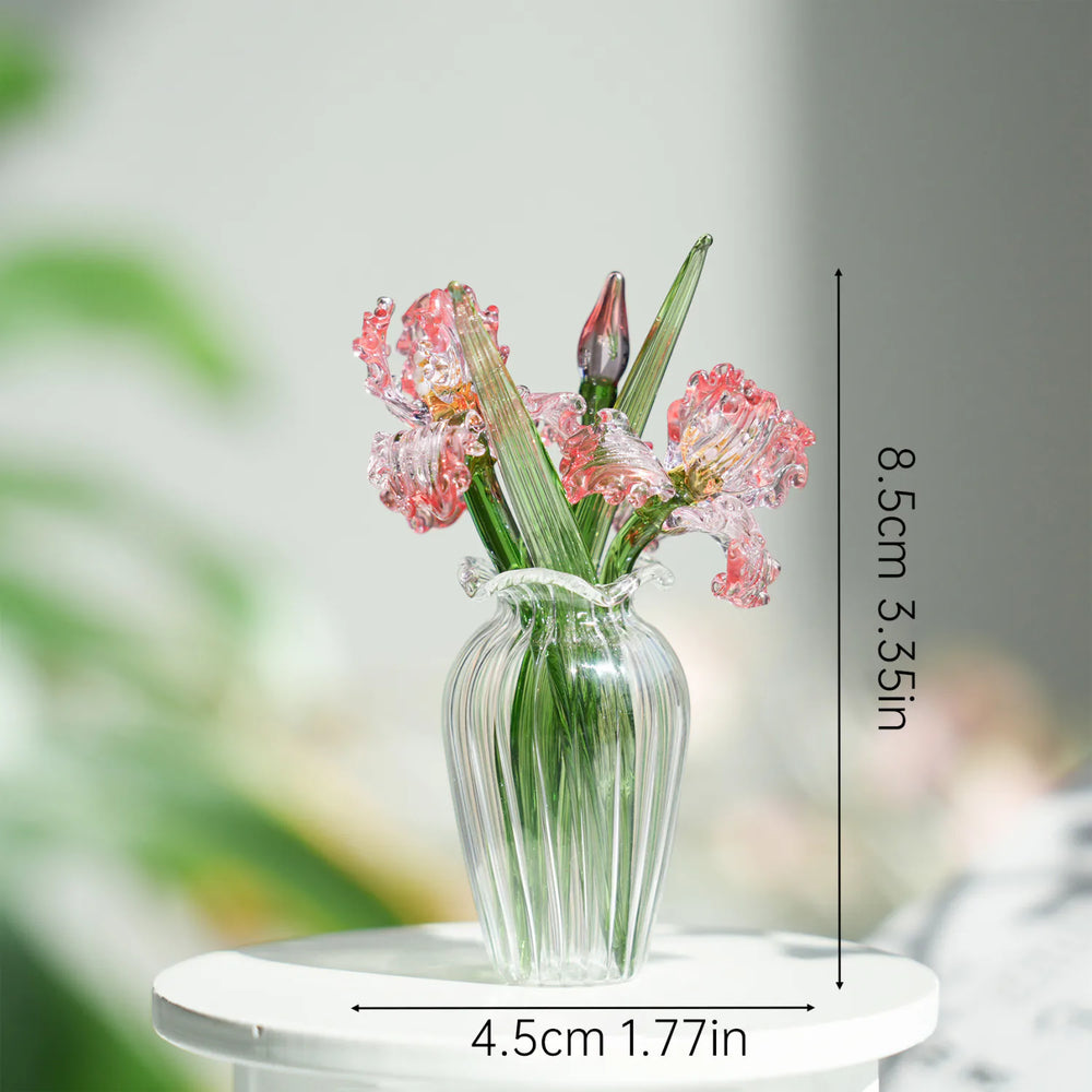 Mini handcrafted Tiny Glass Flower Iris Figurine