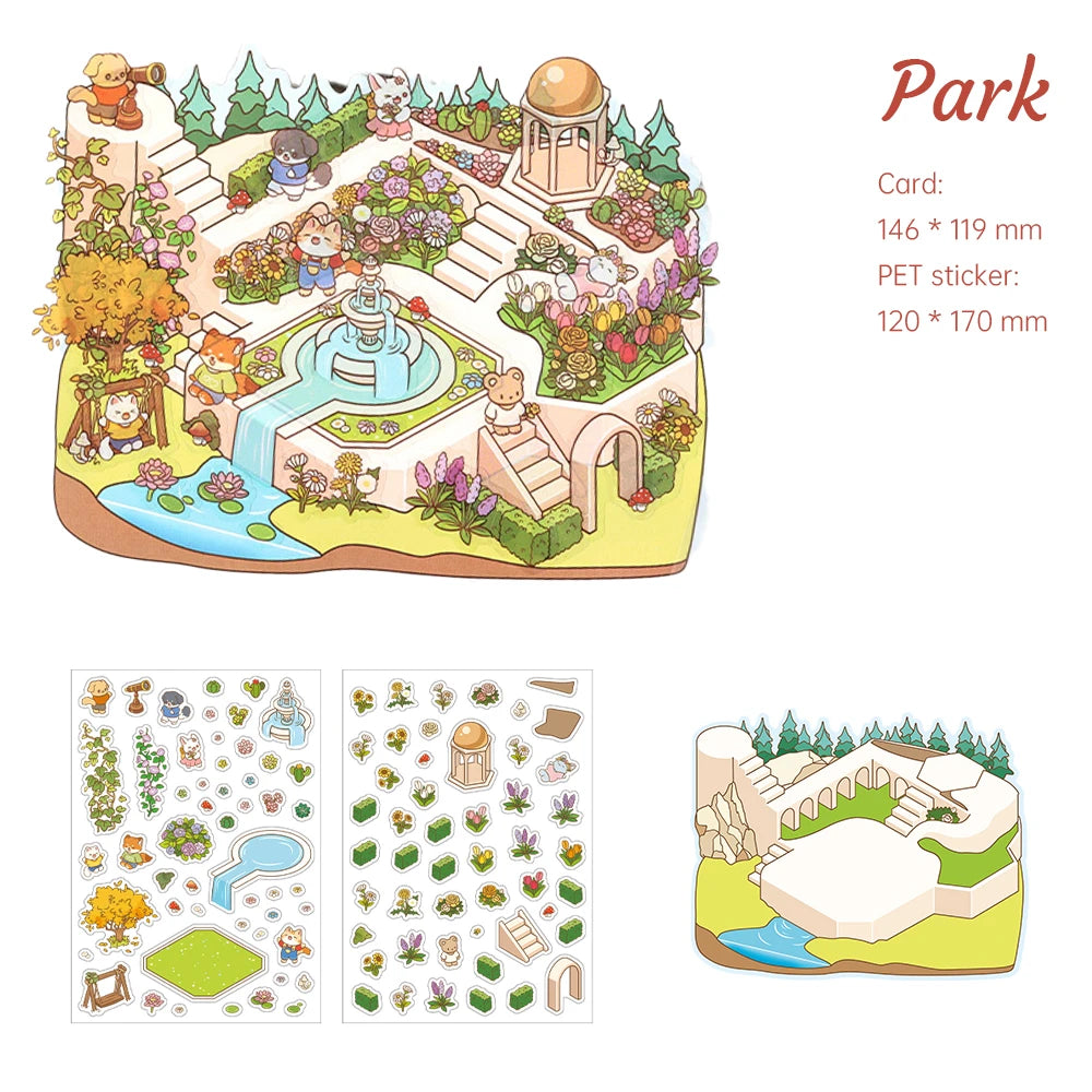 Autocollants de Scène Miniature 3D – Set de Scènes de Maison 3D DIY