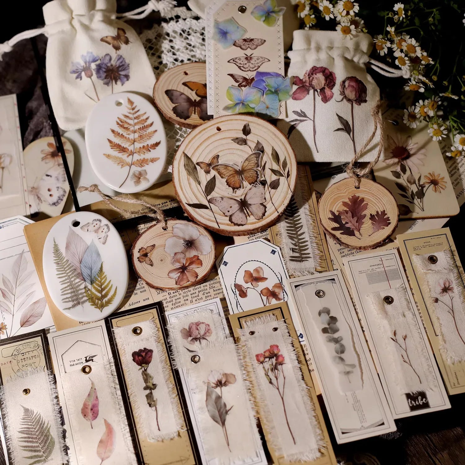 Naturtagebuch-Aufkleber zum Aufreiben | Botanische und Schmetterlingsmotive