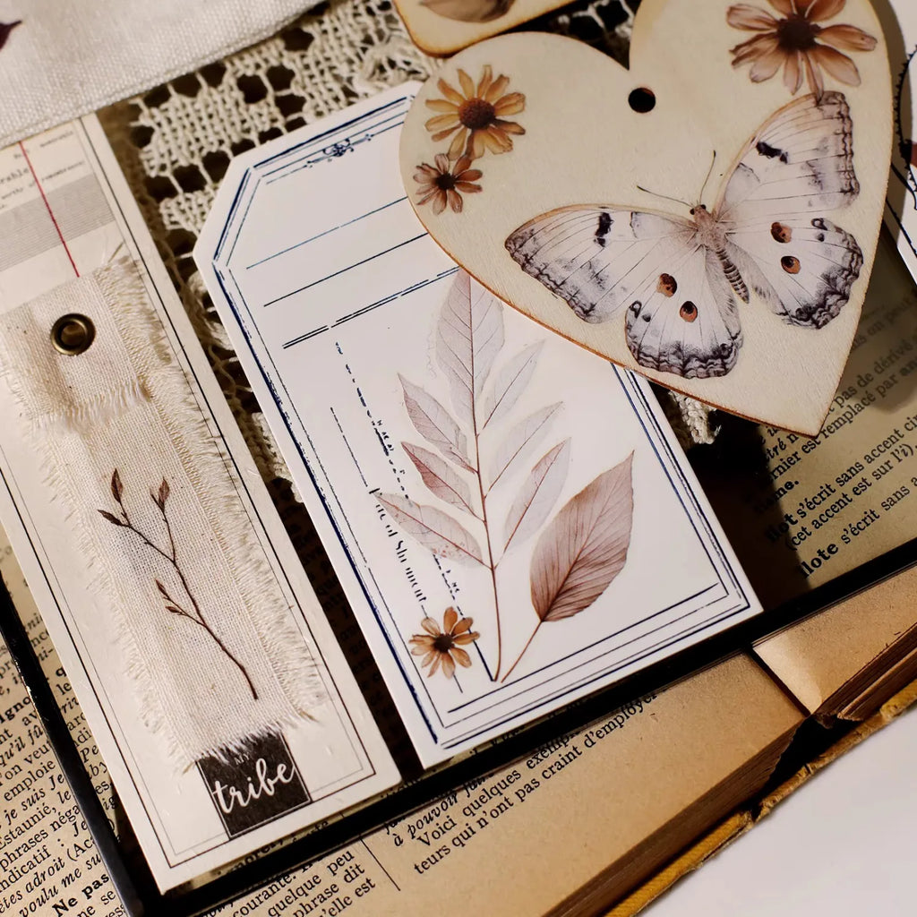 Naturtagebuch-Aufkleber zum Aufreiben | Botanische und Schmetterlingsmotive
