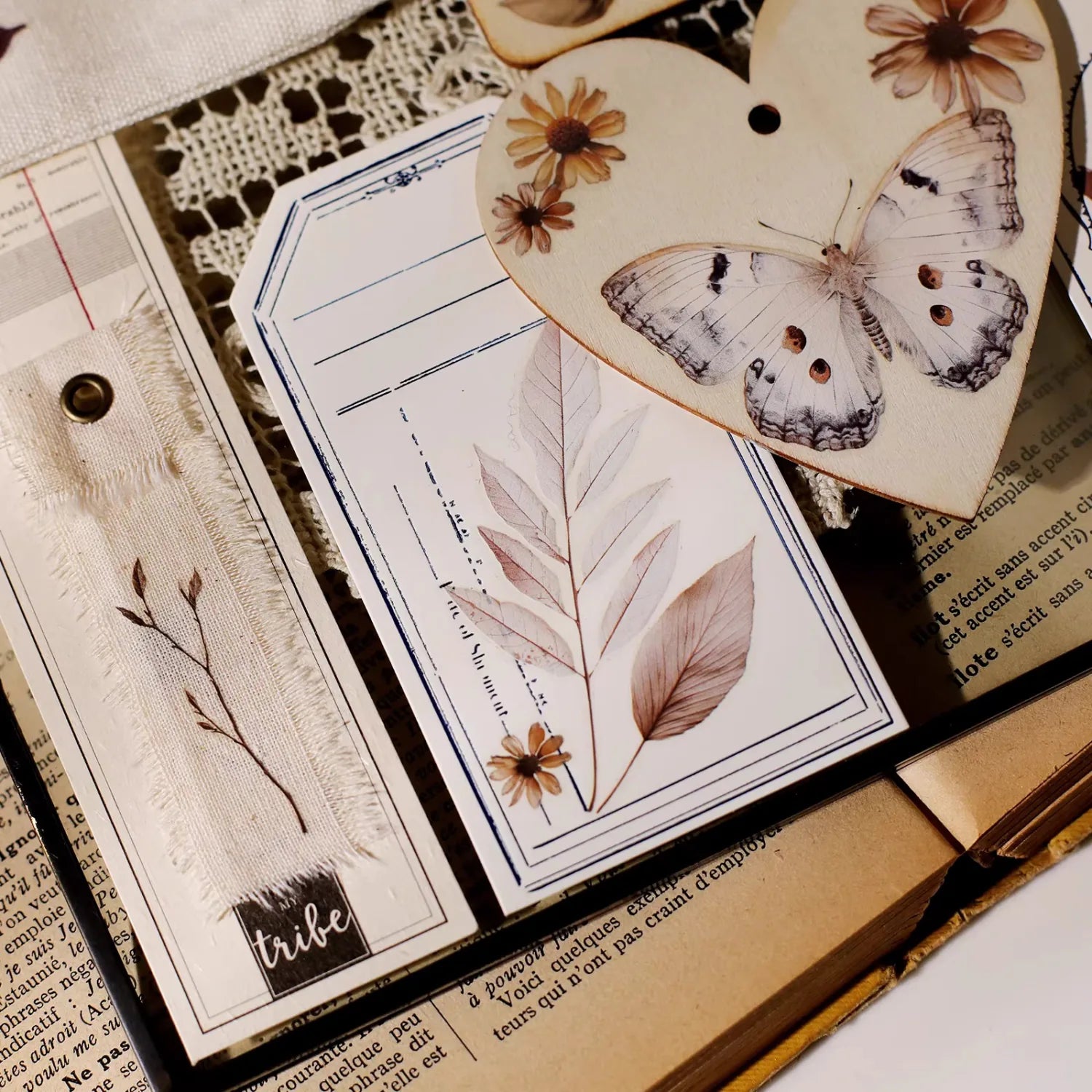 Naturtagebuch-Aufkleber zum Aufreiben | Botanische und Schmetterlingsmotive