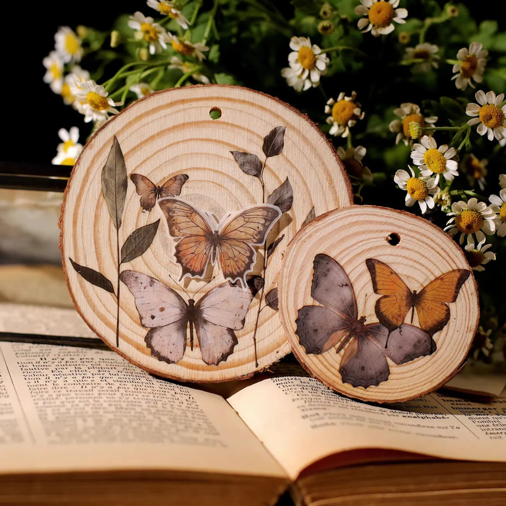 Naturtagebuch-Aufkleber zum Aufreiben | Botanische und Schmetterlingsmotive
