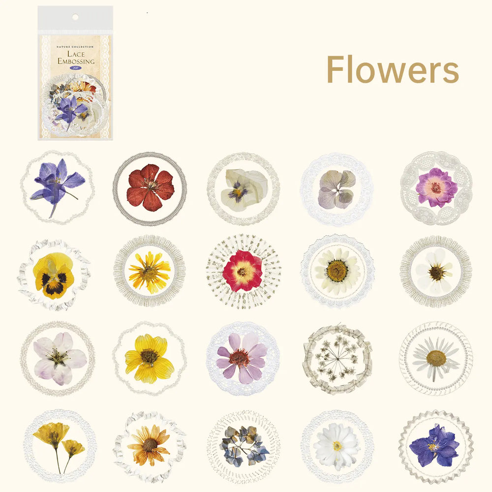 Autocollants PET de la série Nature – Feuilles et papillons, style tampon floral