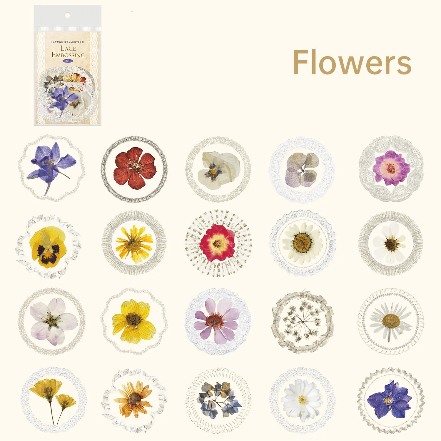 Autocollants PET de la série Nature – Feuilles et papillons, style tampon floral
